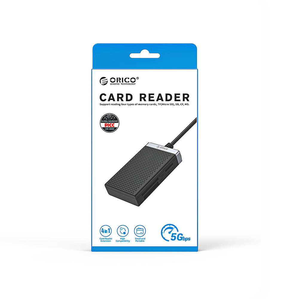 Orico CL4D-A3 USB-A 3.0 SD microSD CF MS 5 Gb/s Memory Card Reader - Black and Silver_11