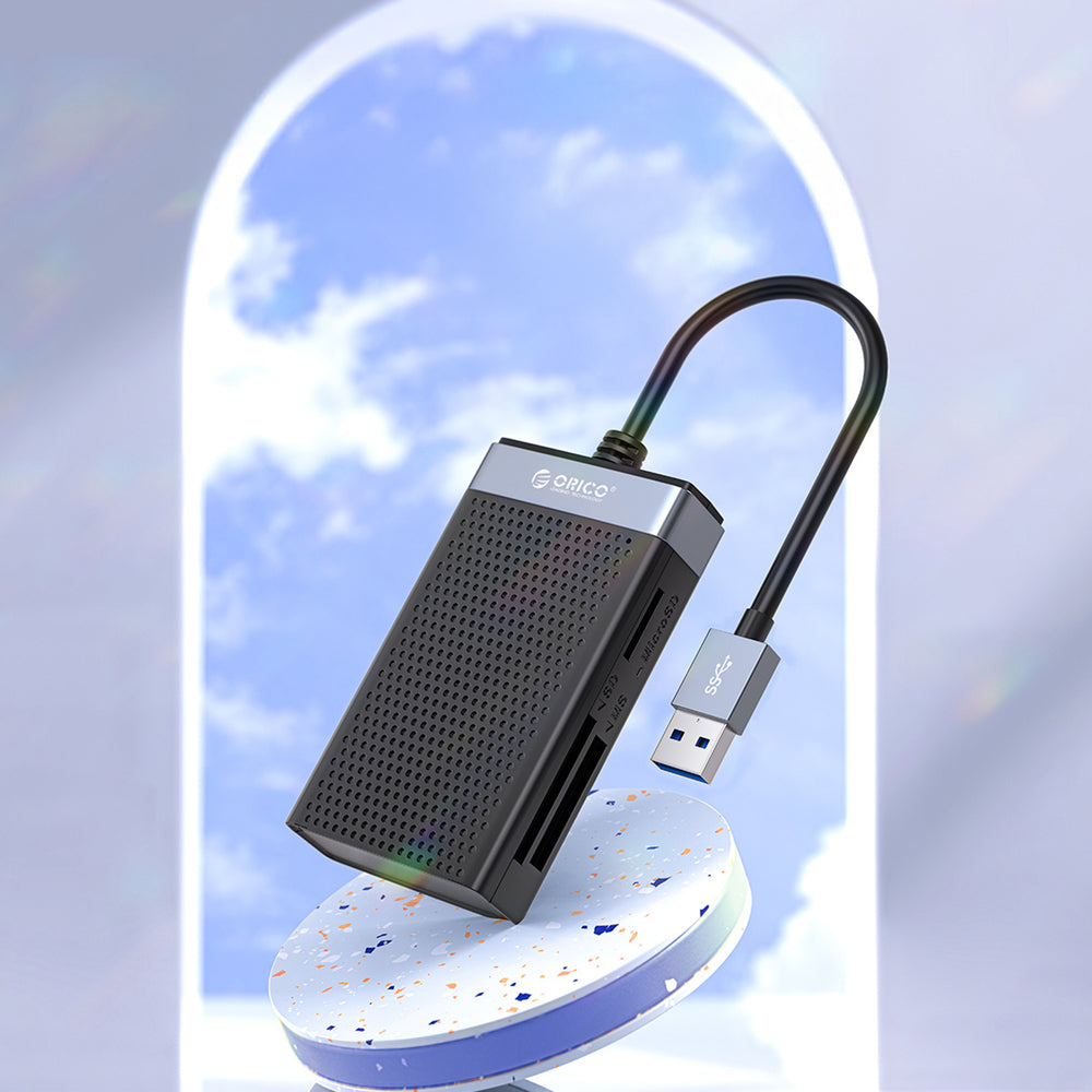 Orico CL4D-A3 USB-A 3.0 SD microSD CF MS 5 Gb/s Memory Card Reader - Black and Silver_4