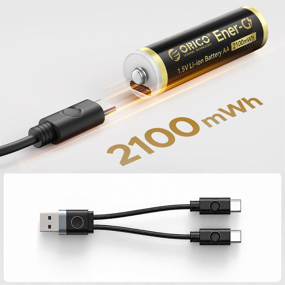 Orico Ener-G EG5C Lithium Battery 1.5V 2100mWh AA USB-C Rechargeable Battery with Charging Cable 2 pcs._7