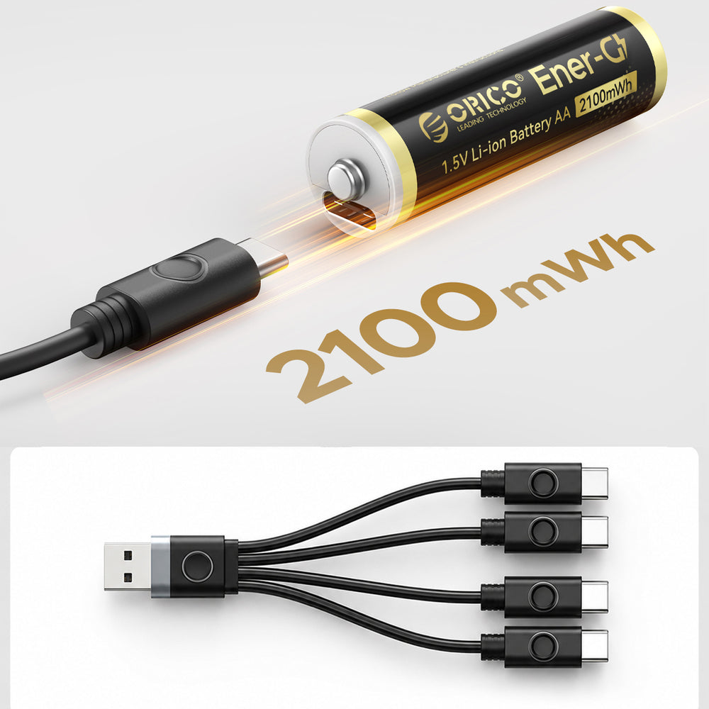 Orico Ener-G EG5C Lithium Battery 1.5V 2100mWh AA USB-C Rechargeable Battery with Charging Cable 4 pcs._7