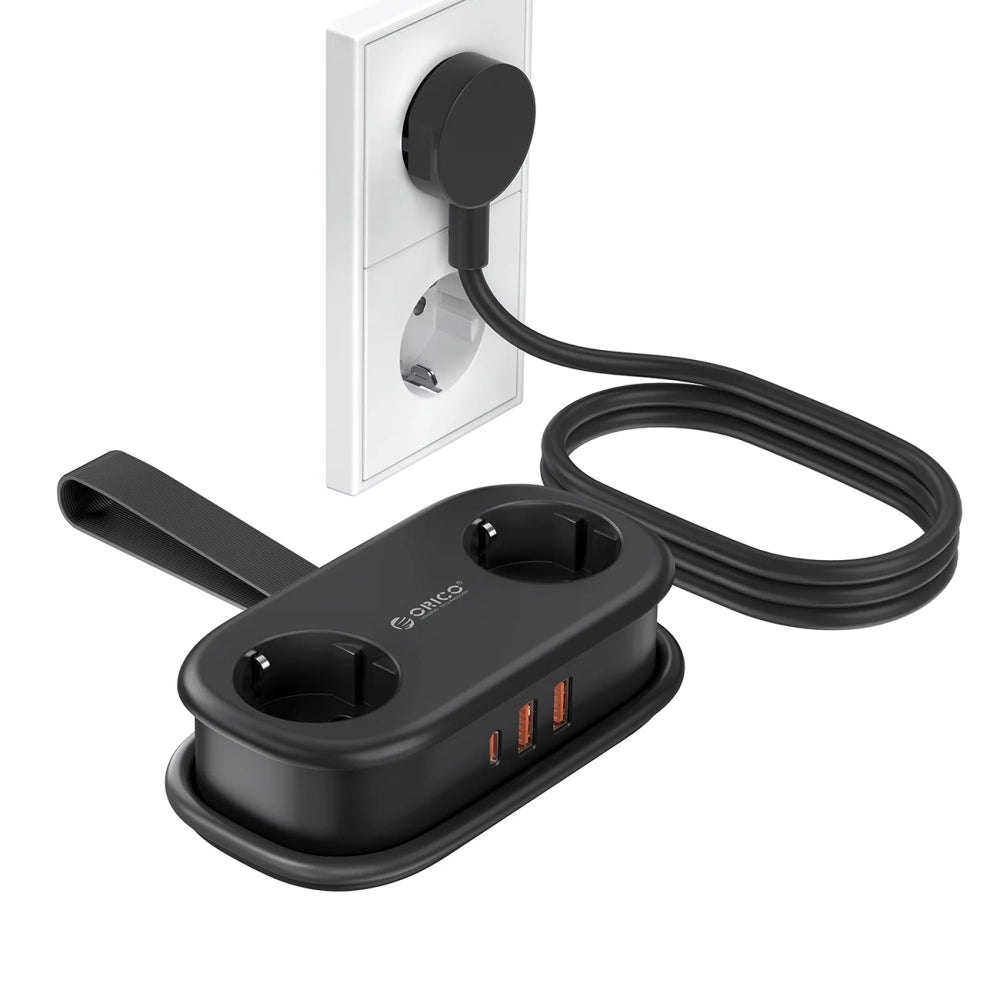 Orico AP3 20W GaN 5in1 Power Strip 2x AC + 2x USB-A + 1x USB-C - Black_0