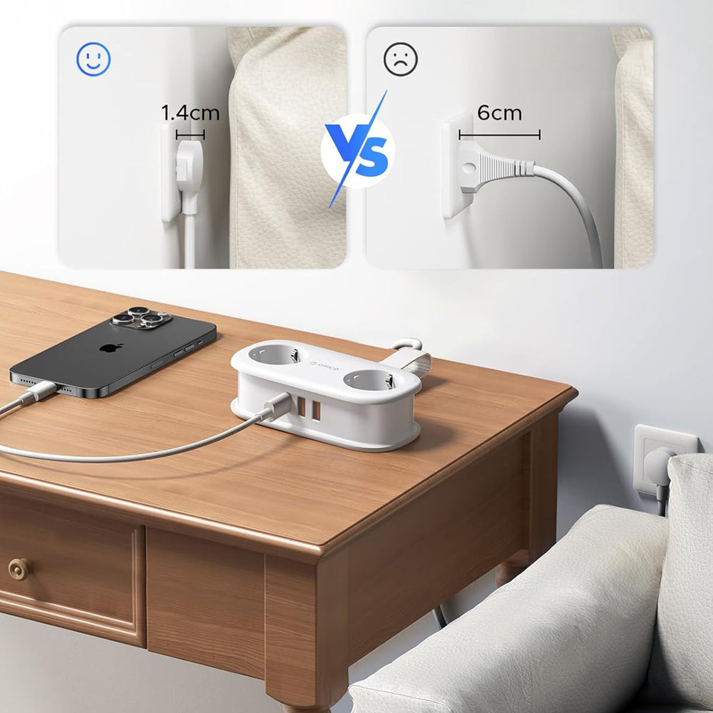 Power Strip Orico APP, 2 x Schuko - 2 x USB-A - 1 x USB-C, White _4