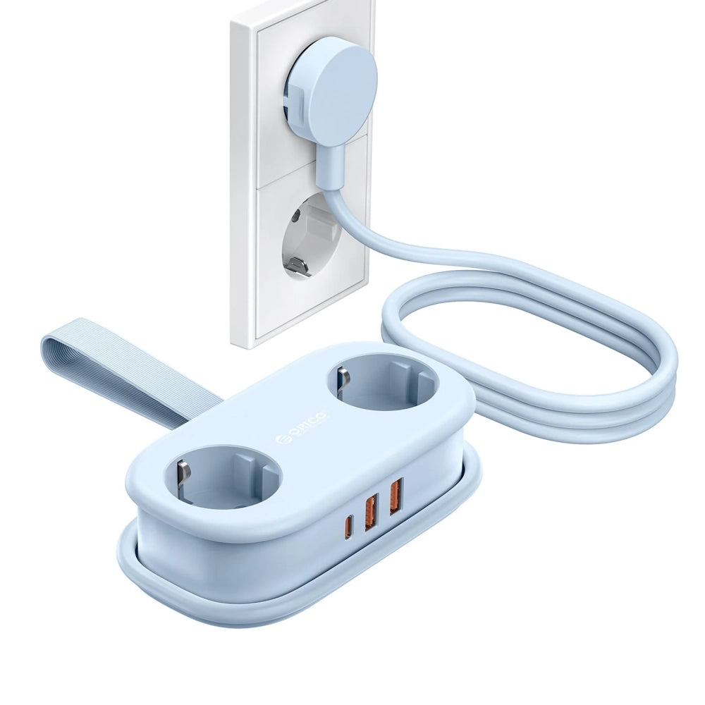 Orico AP3 20W GaN 5in1 Power Strip 2x AC + 2x USB-A + 1x USB-C - Blue_0