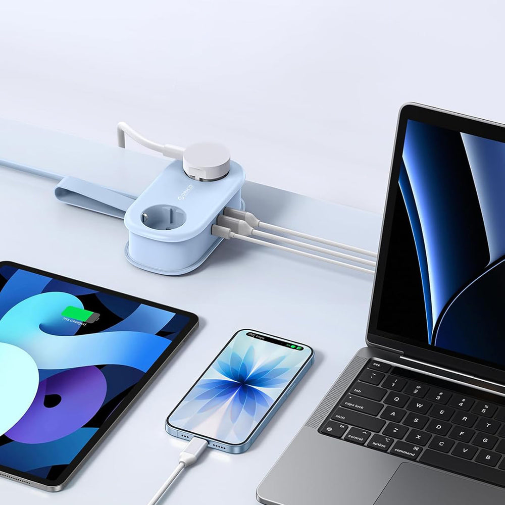 Orico AP3 20W GaN 5in1 Power Strip 2x AC + 2x USB-A + 1x USB-C - Blue_4