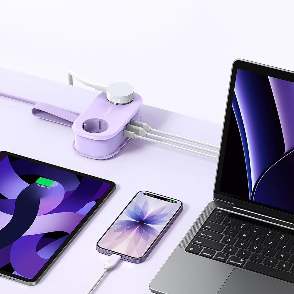 Orico AP3 20W GaN 5in1 Power Strip 2x AC + 2x USB-A + 1x USB-C - Purple_2