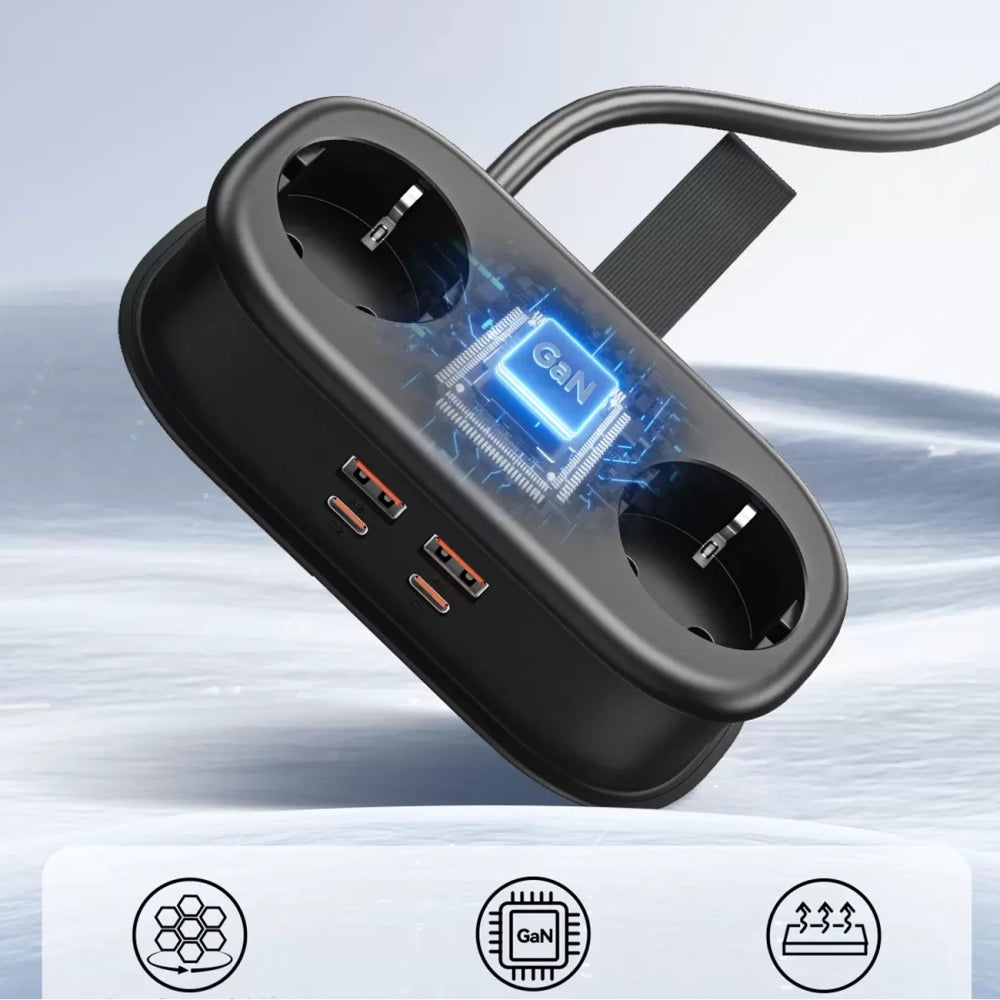 Power Strip Orico AP3, 2 x Schuko - 2 x USB-A - 2 x USB-C, Black _3