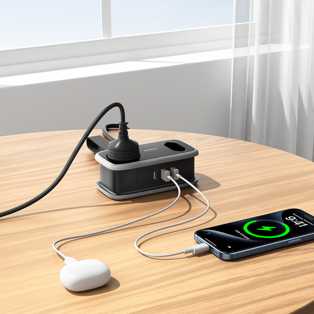 Orico APP 15.5W 5in1 Power Strip 2x AC + 2x USB-A + 1x USB-C - Black_9
