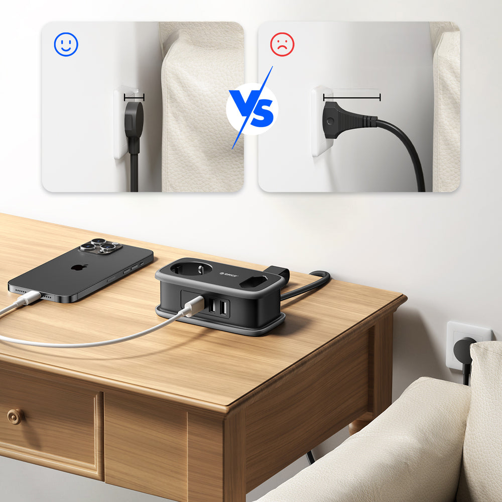 Orico APP 15.5W 5in1 Power Strip 2x AC + 2x USB-A + 1x USB-C - Black_5