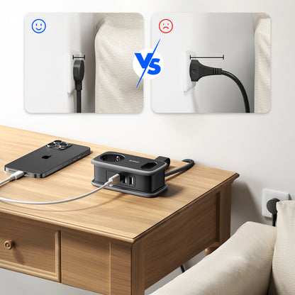 Orico APP 15.5W 5in1 Power Strip 2x AC + 2x USB-A + 1x USB-C - Black_5