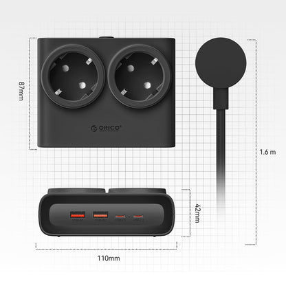 Orico PDC25 25W 6in1 Power Strip 2x AC + 2x USB-A + 2x USB-C - Black_4