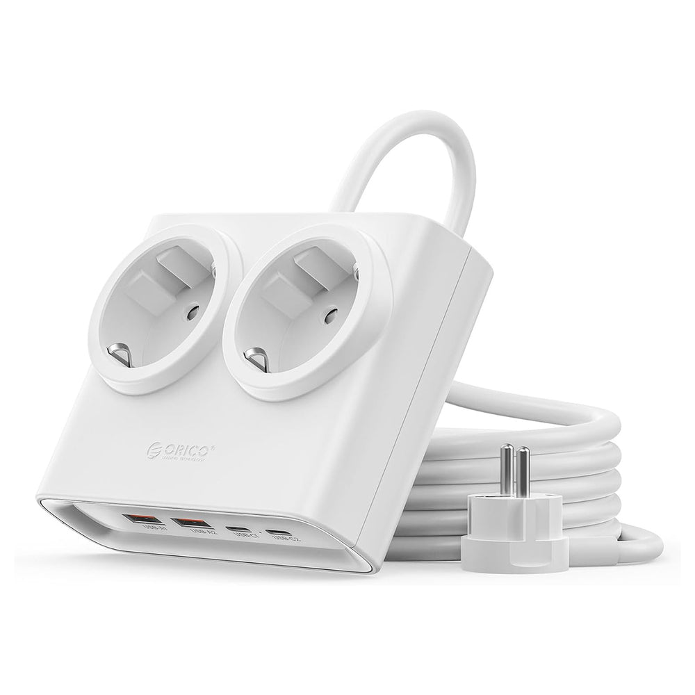 Orico PDC25 25W 6in1 Power Strip 2x AC + 2x USB-A + 2x USB-C - White_0