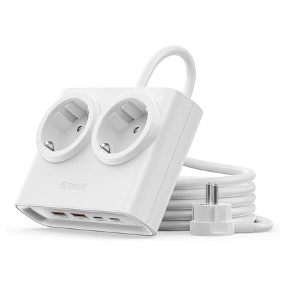 Orico PDC25 25W 6in1 Power Strip 2x AC + 2x USB-A + 2x USB-C - White_0