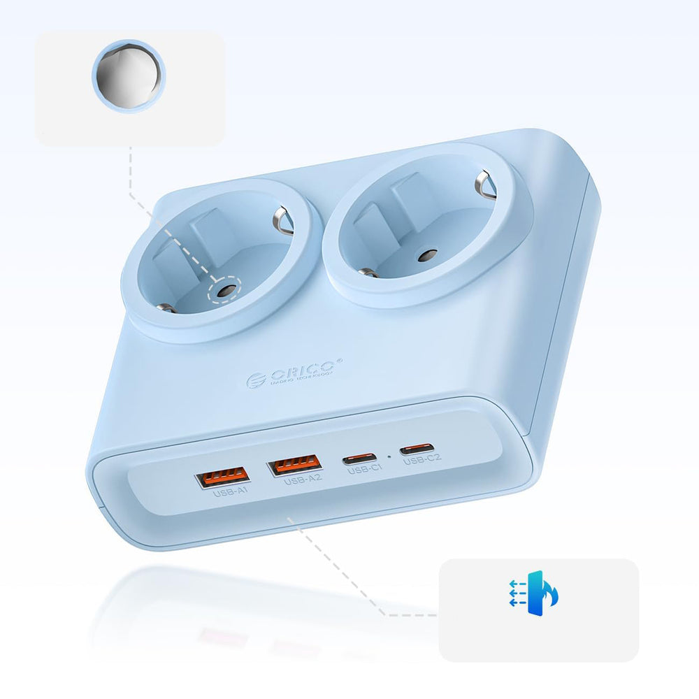 Orico PDC25 25W 6in1 Power Strip 2x AC + 2x USB-A + 2x USB-C - Blue_2