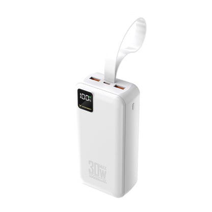 Wozinsky W8-W 30000mAh 30W Powerbank 2x USB-A and USB-C with Flashlight - White_0