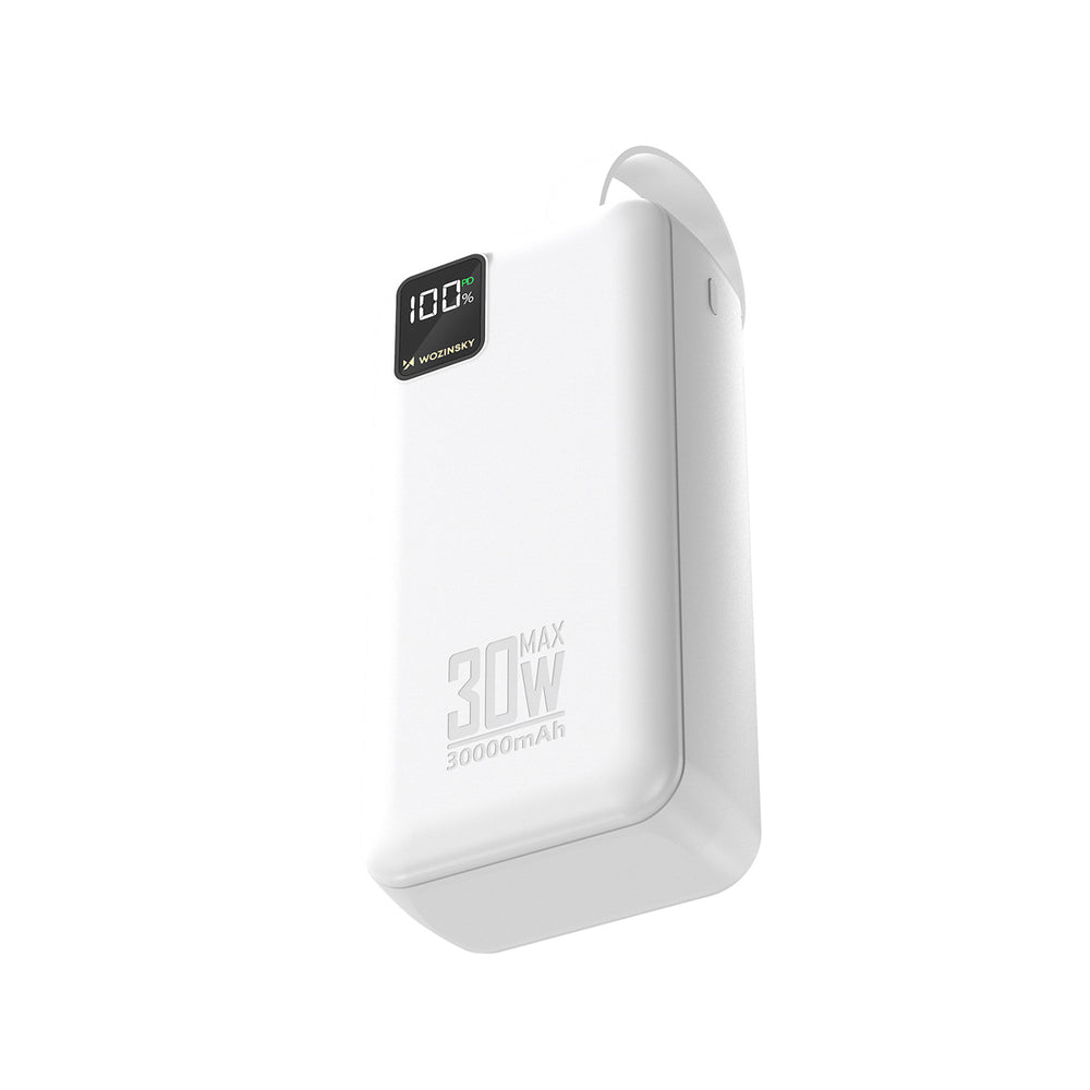 Wozinsky W8-W 30000mAh 30W Powerbank 2x USB-A and USB-C with Flashlight - White_2