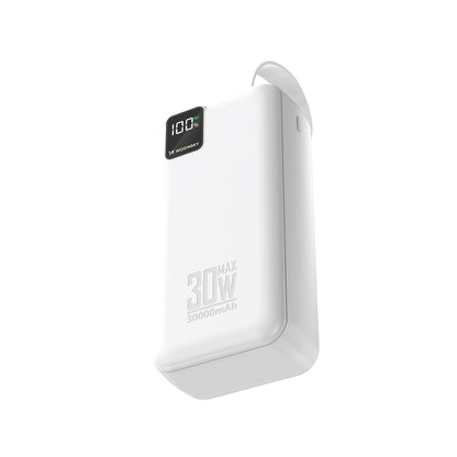 Wozinsky W8-W 30000mAh 30W Powerbank 2x USB-A and USB-C with Flashlight - White_2