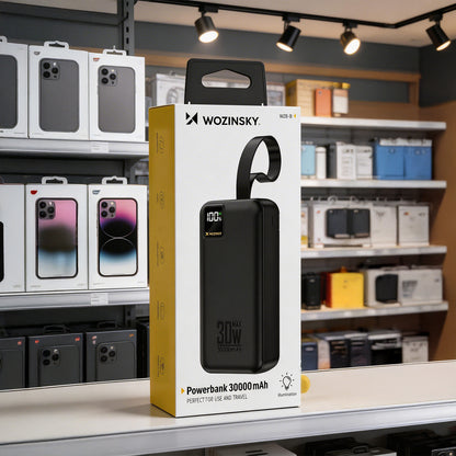 Wozinsky W8-W 30000 mAh 30W Powerbank 2x USB-A and USB-C with Flashlight - Black_7