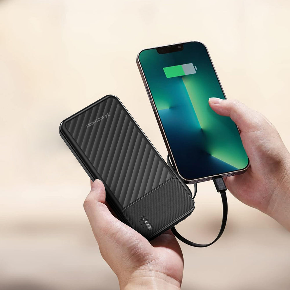 Wozinsky W11-B 10000mAh 10W Powerbank with Built-in Cables and Flashlight - Black_2