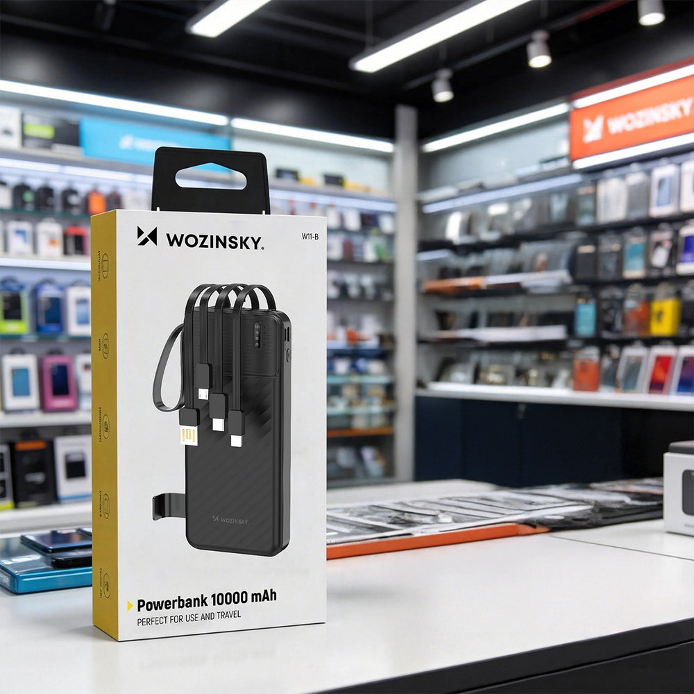 Wozinsky W11-B 10000mAh 10W Powerbank with Built-in Cables and Flashlight - Black_5