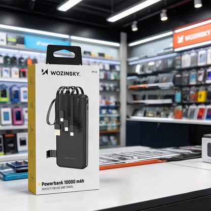 Wozinsky W11-B 10000mAh 10W Powerbank with Built-in Cables and Flashlight - Black_5