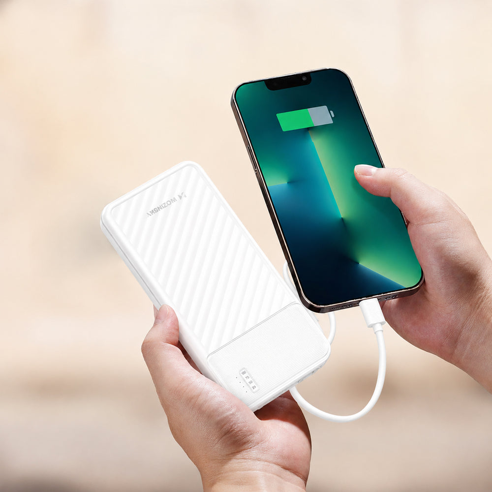 Wozinsky W11-W 10000mAh 10W Powerbank with Built-in Cables and Flashlight - White_2