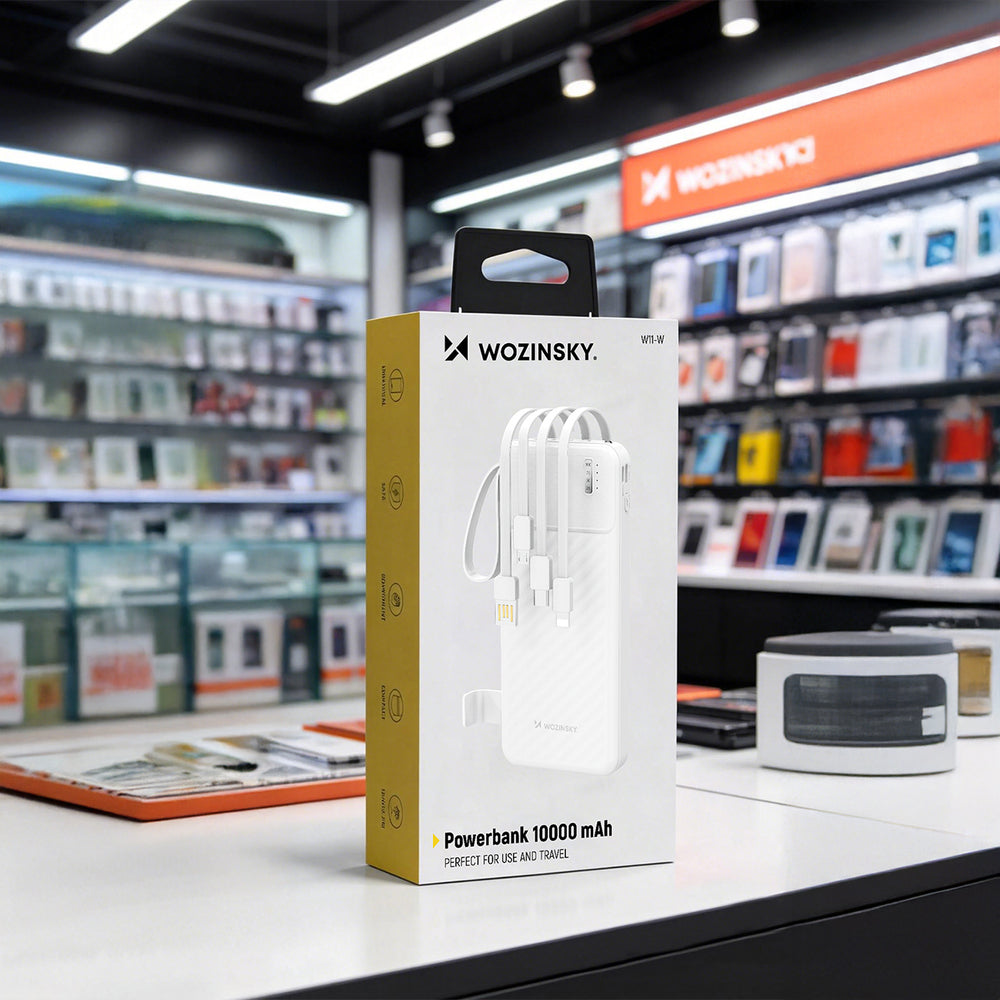 Wozinsky W11-W 10000mAh 10W Powerbank with Built-in Cables and Flashlight - White_5