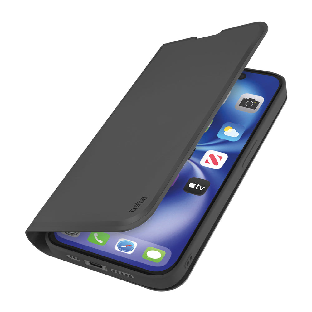SBS Wallet Smooth Case for iPhone 16e / 17e with Flip - Black_0