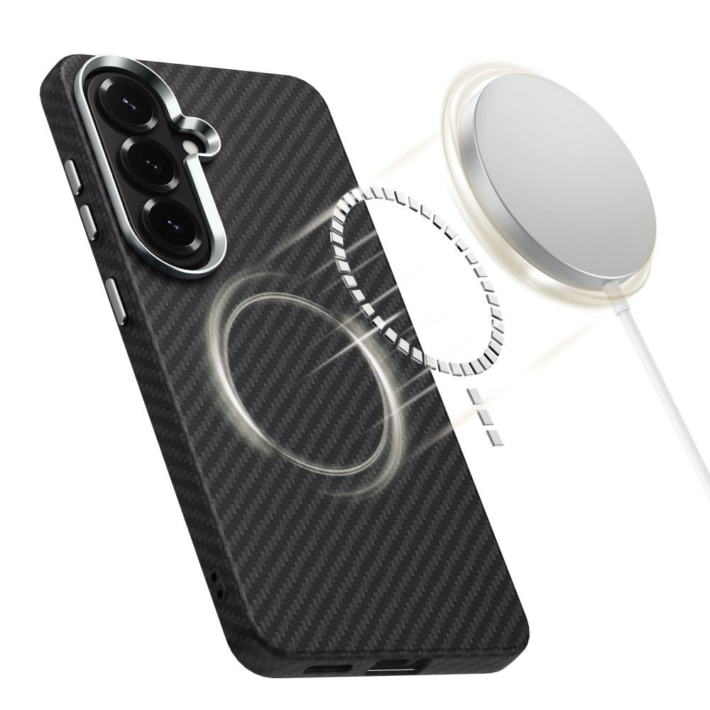 Tech-Protect Ion Carbon MagSafe Case for Samsung Galaxy S26 - Black and Silver_2