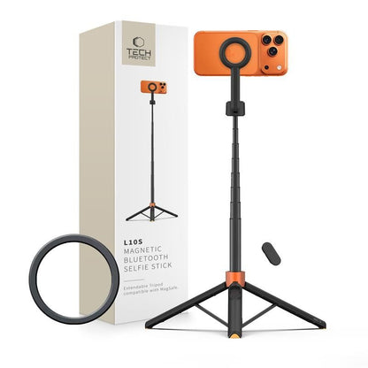 Tech-Protect L10S Bluetooth Selfie Stick Tripod - Black and Orange_0