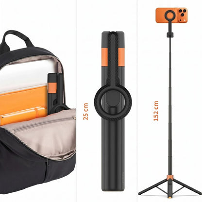 Tech-Protect L10S Bluetooth Selfie Stick Tripod - Black and Orange_11