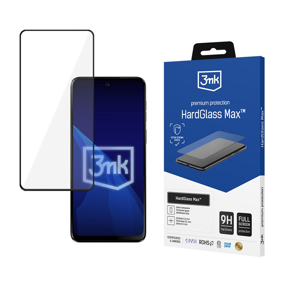 Reinforced Full Coverage Tempered Glass 3mk HardGlass Max Black for Motorola Moto G55 5G_0