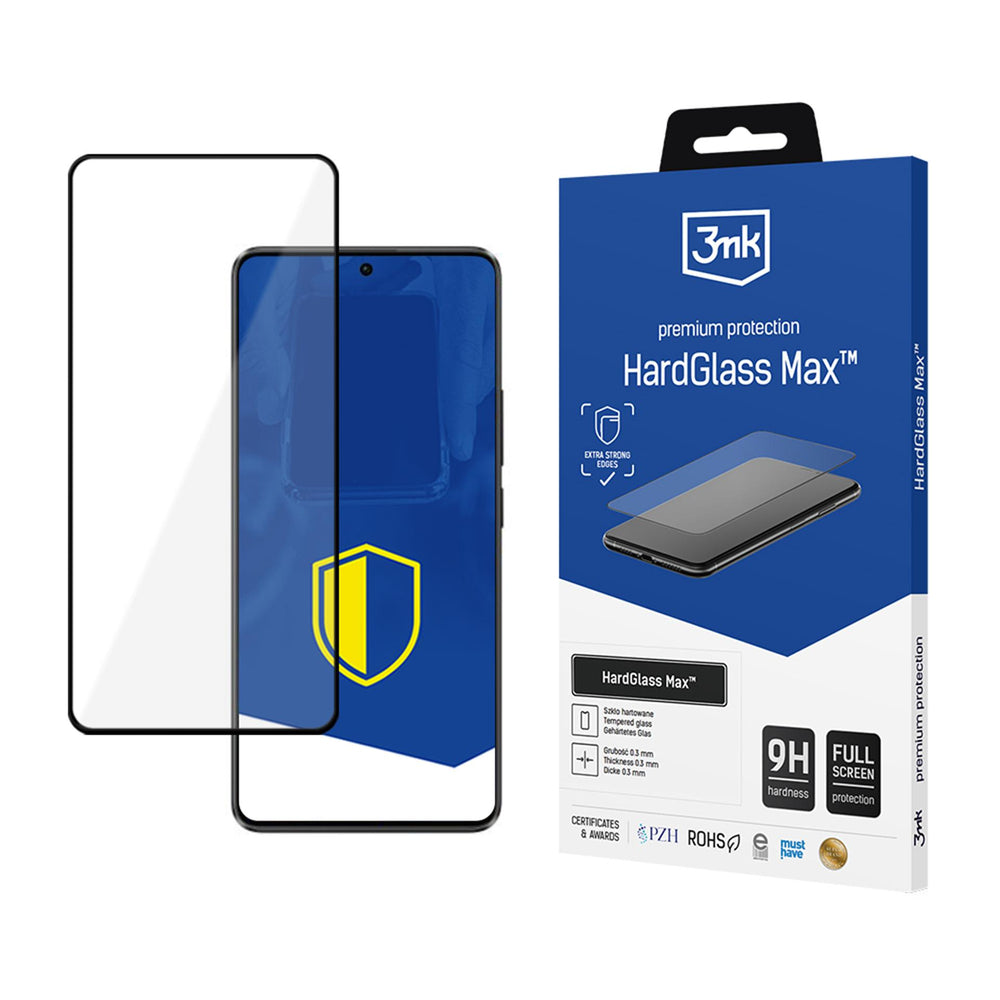 Reinforced Full Coverage Tempered Glass 3mk HardGlass Max Black for Xiaomi Poco X6 Pro 5G_0