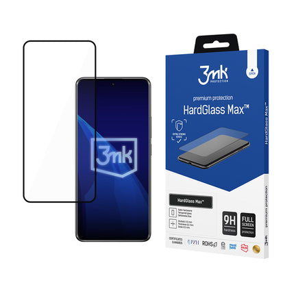 Reinforced Full Coverage Tempered Glass 3mk HardGlass Max Black for Xiaomi Redmi Note 14 Pro 4G / 5G / Pro+_0