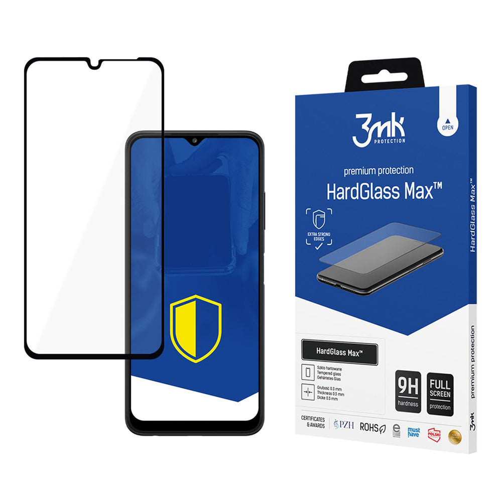 Reinforced Full Coverage Tempered Glass 3mk HardGlass Max Black for Samsung Galaxy A22 5G_0