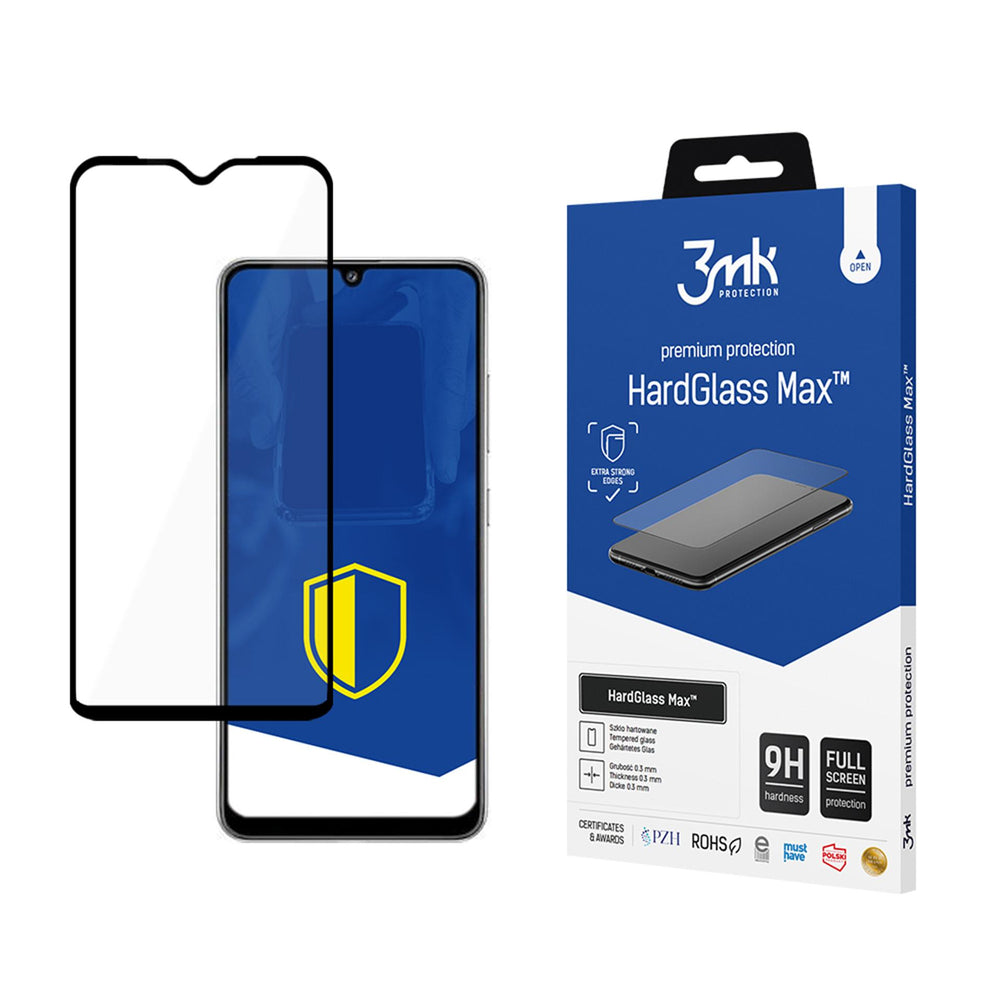 Reinforced Full Coverage Tempered Glass 3mk HardGlass Max Black for Samsung Galaxy A32 4G_0