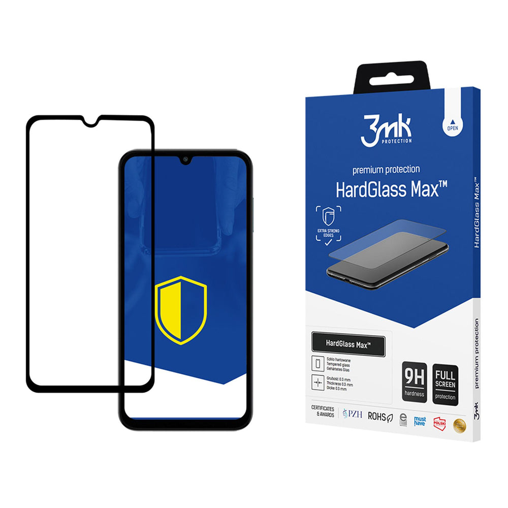Reinforced Full Coverage Tempered Glass 3mk HardGlass Max Black for Samsung Galaxy M15 5G_0