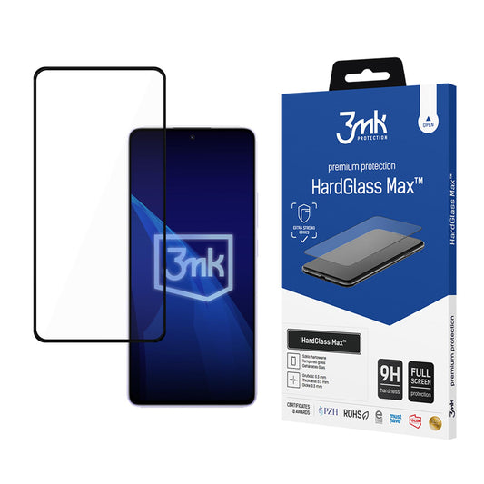 Reinforced Full Coverage Tempered Glass 3mk HardGlass Max Black for Xiaomi Redmi Note 14 5G_0