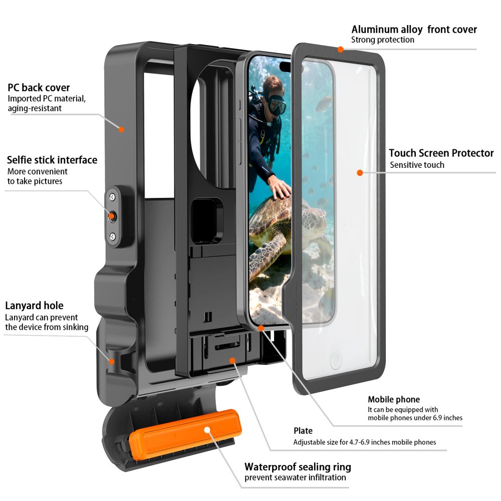 Tech-Protect IPX8 Pro Waterproof Phone Case - Gray and Black_3