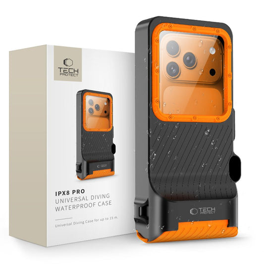 Tech-Protect IPX8 Pro Waterproof Phone Case - Orange and Black_0