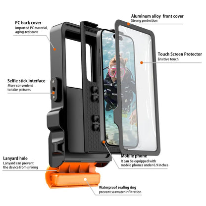 Tech-Protect IPX8 Pro Waterproof Phone Case - Orange and Black_3