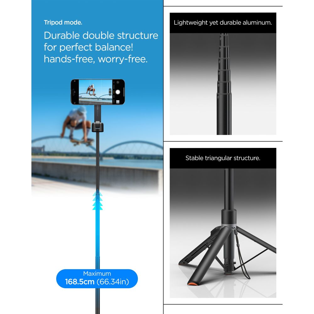 Spigen S581W MagSafe Bluetooth Selfie Stick and Tripod - Black_13