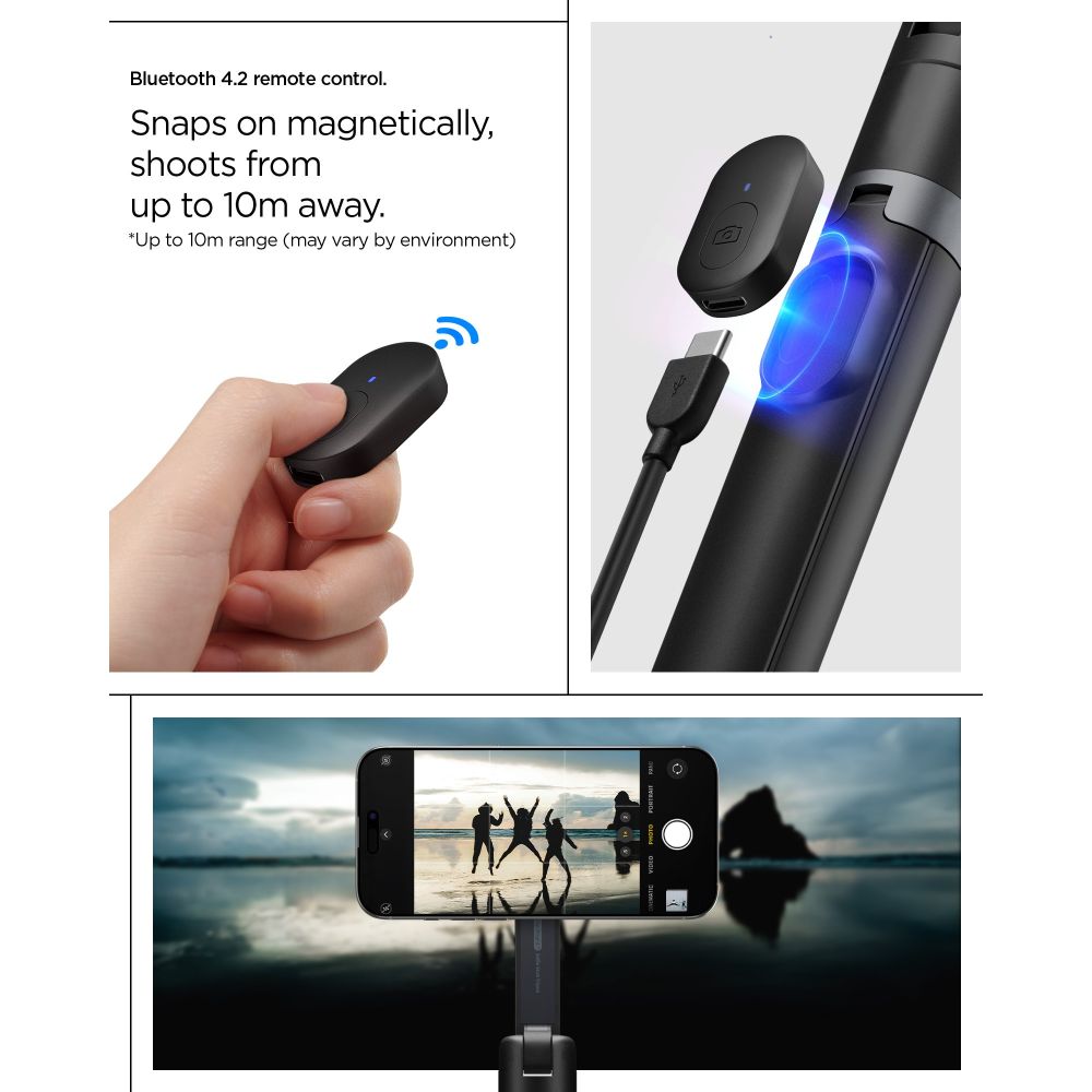 Spigen S581W MagSafe Bluetooth Selfie Stick and Tripod - Black_15