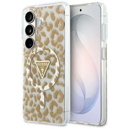 Guess IML Leopard Print Triangle MagSafe Case for Samsung Galaxy S26 - Brown_0