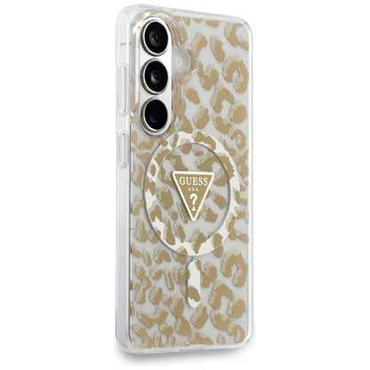 Guess IML Leopard Print Triangle MagSafe Case for Samsung Galaxy S26 - Brown_3