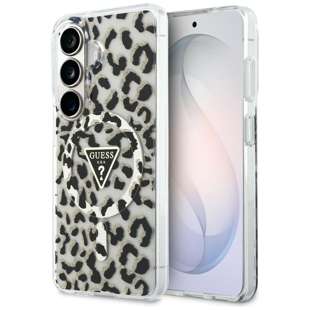 Guess IML Leopard Print Triangle MagSafe Case for Samsung Galaxy S26 - Black_0