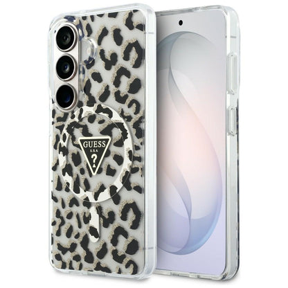 Guess IML Leopard Print Triangle MagSafe Case for Samsung Galaxy S26 - Black_0