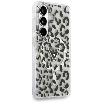 Guess IML Leopard Print Triangle MagSafe Case for Samsung Galaxy S26 - Black_3