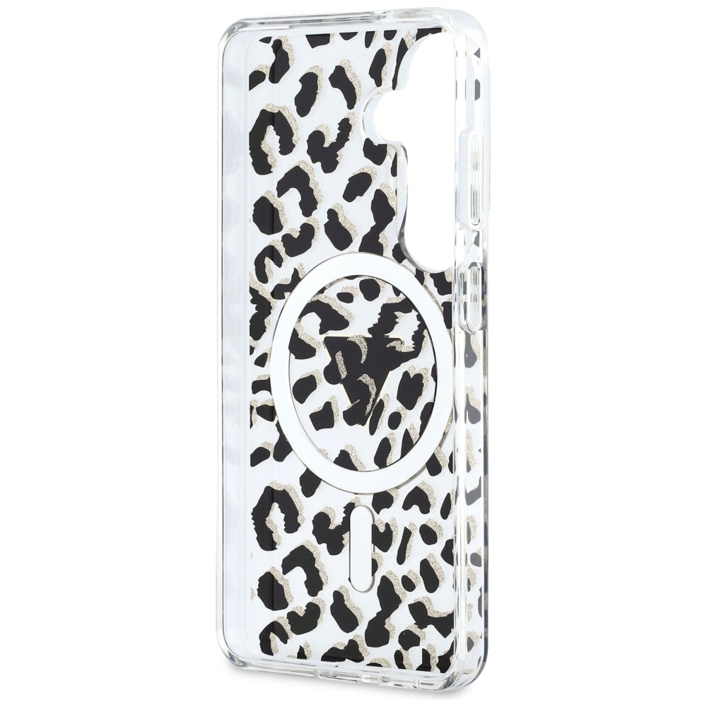 Guess IML Leopard Print Triangle MagSafe Case for Samsung Galaxy S26 - Black_6