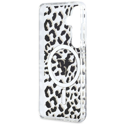 Guess IML Leopard Print Triangle MagSafe Case for Samsung Galaxy S26 - Black_6