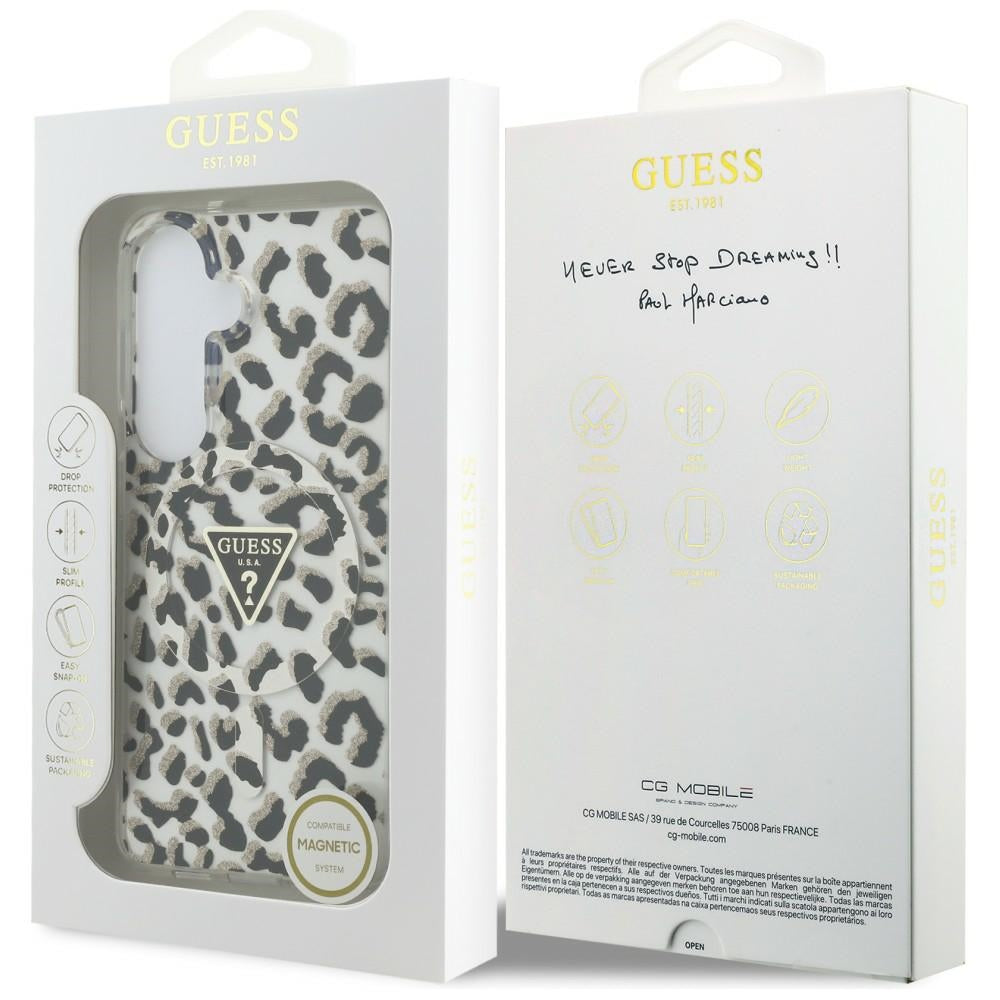 Guess IML Leopard Print Triangle MagSafe Case for Samsung Galaxy S26 - Black_7